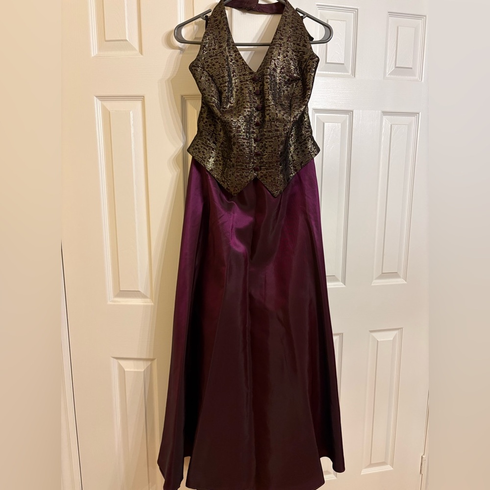 JS Collections Purple and Gold Maxi Dress